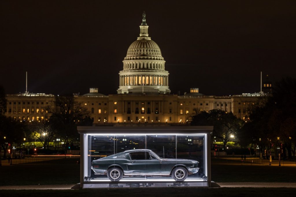 1968 Ford Mustang Bullitt movie car in Washington DC - at night
