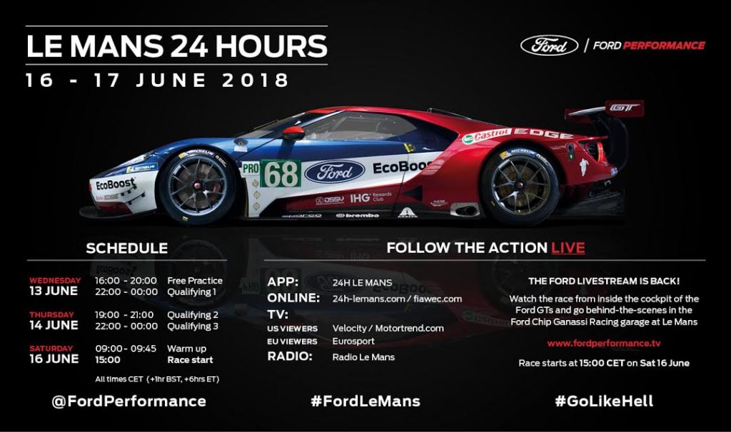 2018 24 Hours of Le Mans - Ford GT schedule
