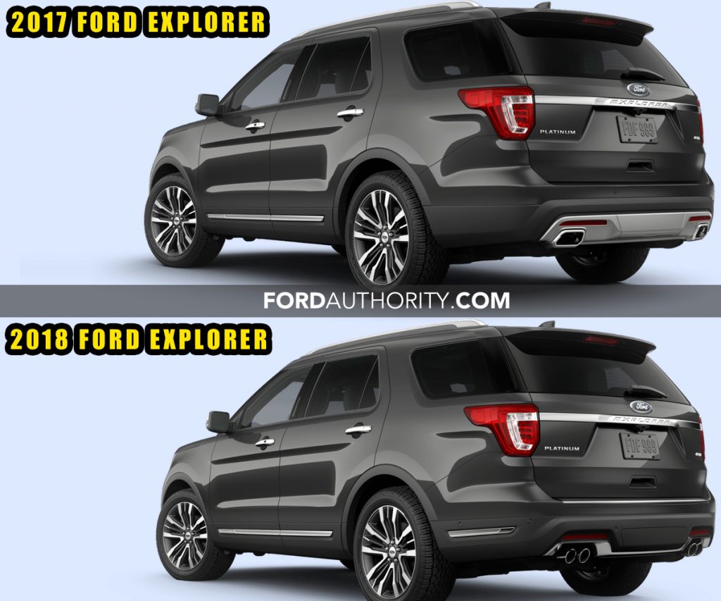 2018 Ford Explorer vs 2017 Ford Explorer - Platinum rear three quarters 001