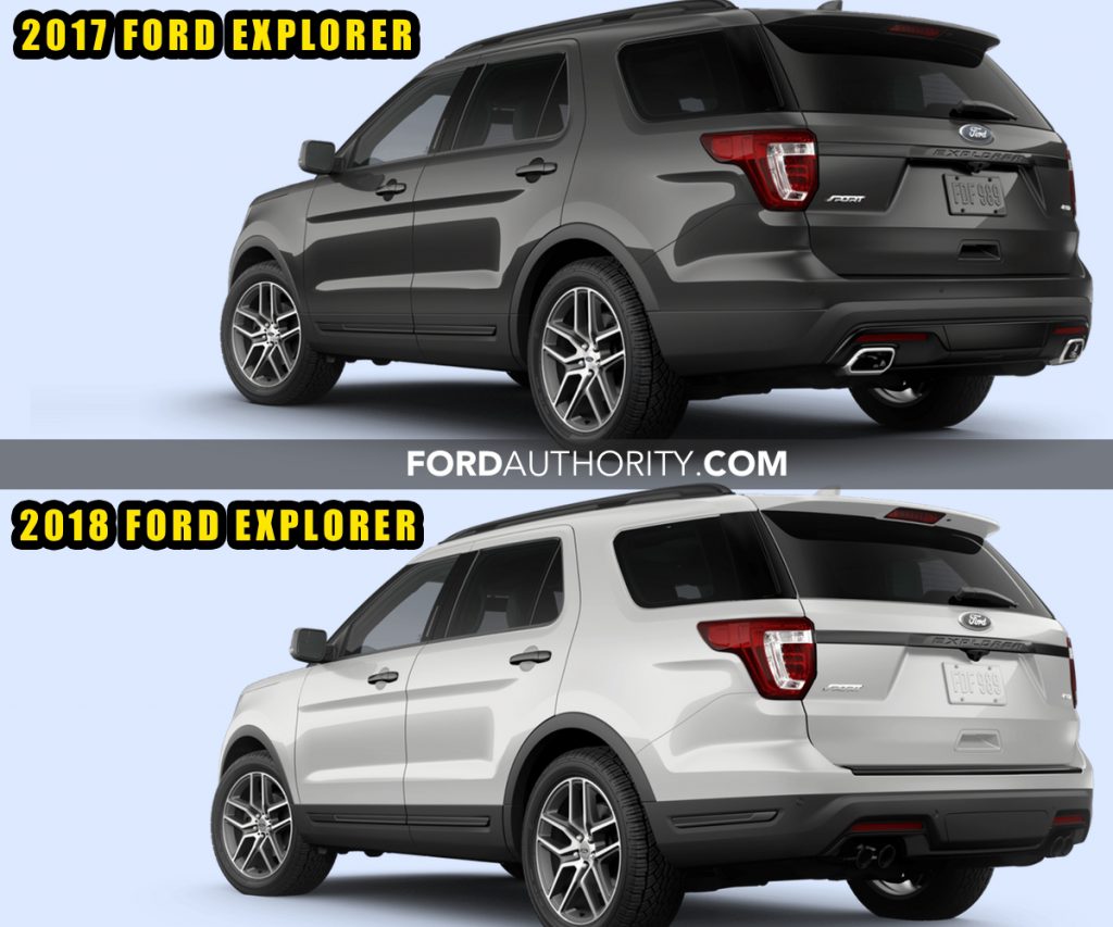 2018 Ford Explorer vs 2017 Ford Explorer - Sport rear three quarters 001