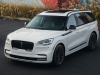 2022-lincoln-aviator-jet-appearance-package-manufacturer-photos-exterior-045-infinite-black-on-left-pristine-white-on-right-front-three-quarters