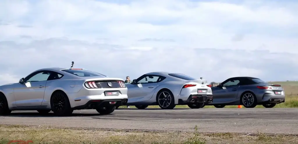 Ford Mustang GT Vs Toyota Supra Vs BMW Z4 Drag Race