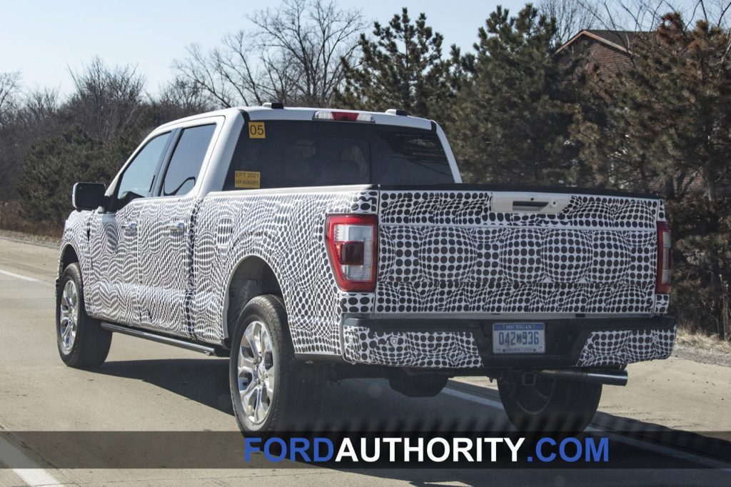 A 2021 Ford F-150 prototype undergoing testing in March 2020