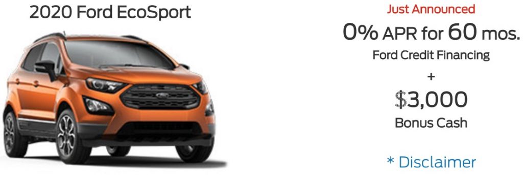 Ford EcoSport incentive March 2020