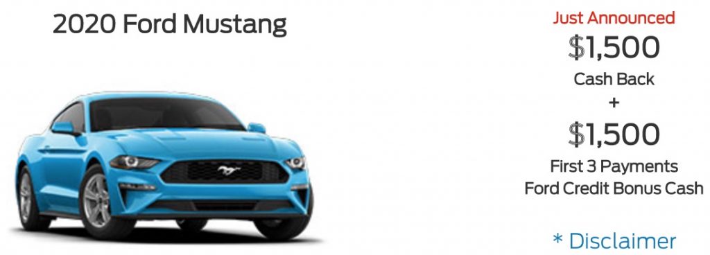 Ford Mustang discount April 2020