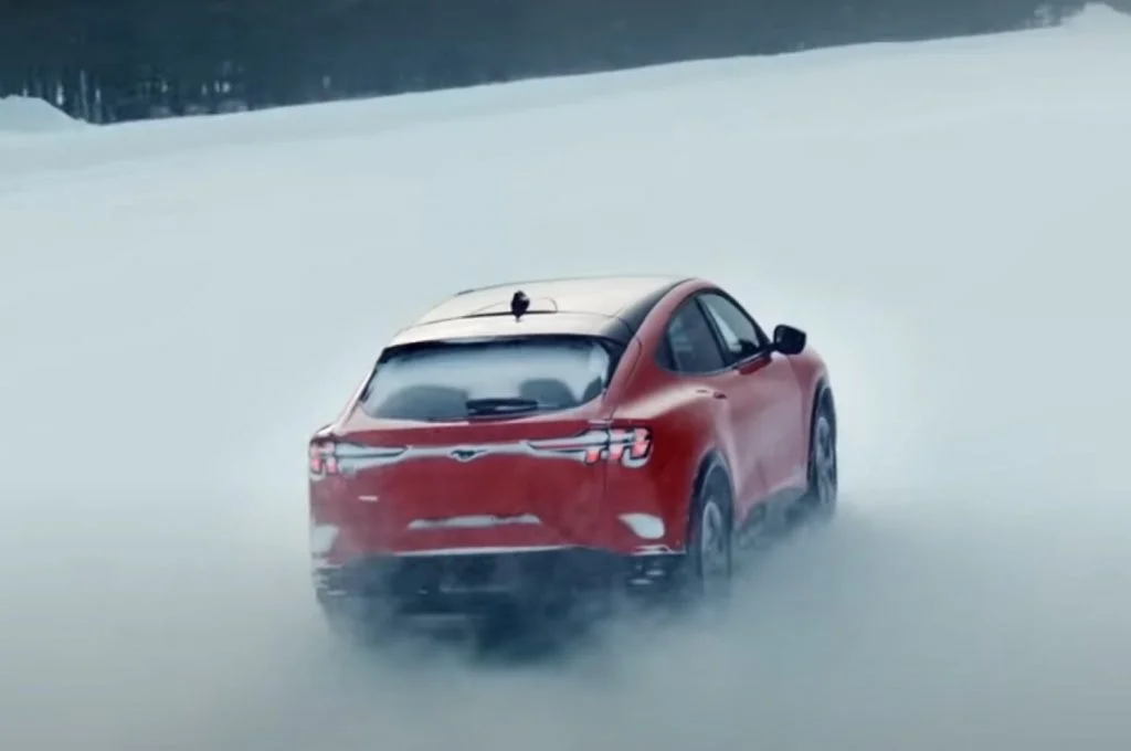 Driving Ford's Mustang Mach-E Electric SUV in Deep Snow