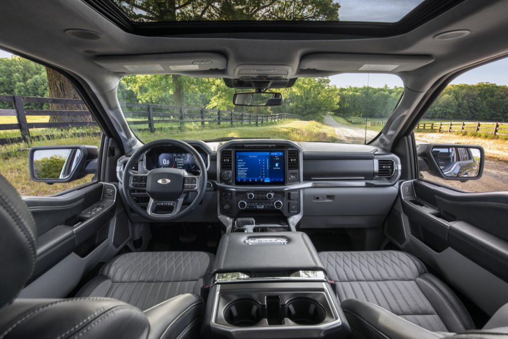 The interior of the 2021 Ford F-150 Limited is a temple of luxury