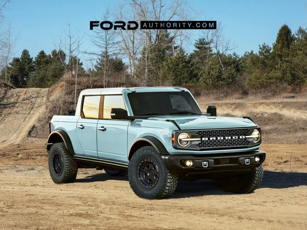 A rendering of the upcoming Ford Bronco pickup.