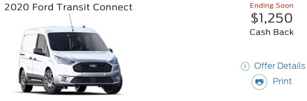 Ford Transit Connect Incentive July 2020