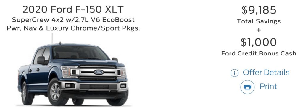 Ford F-150 Incentive August 2020