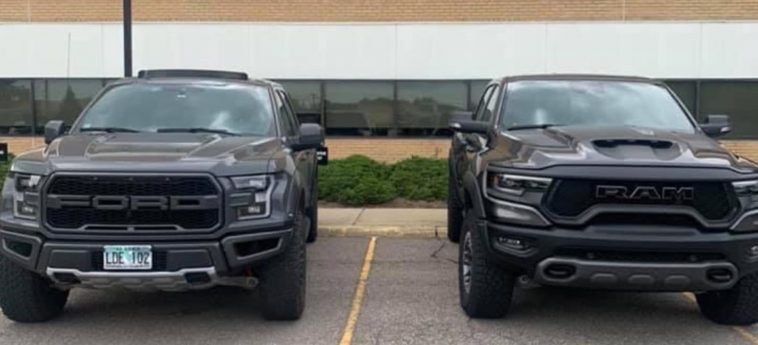 21 Ram Trx Spotted Sitting Next To Ford F 150 Raptor