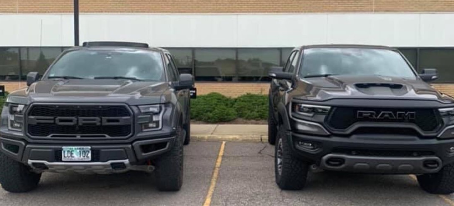 8 Ram TRX Spotted Sitting Next To Ford F-8 Raptor