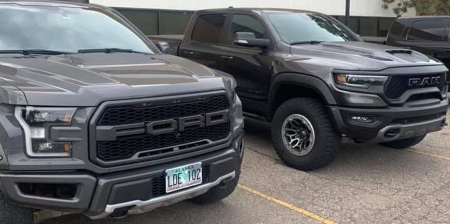 2021 Ram Trx Spotted Sitting Next To Ford F 150 Raptor