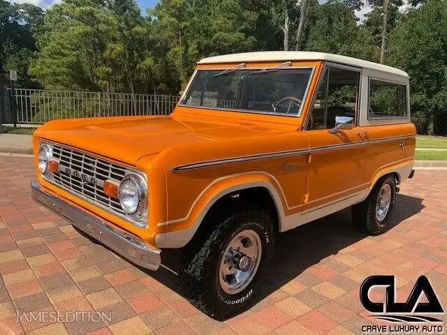 1974 Orange Ford Bronco Truck Classic Men's Long Sleeve Shirt