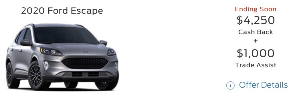 Ford Escape Incentive September 2020