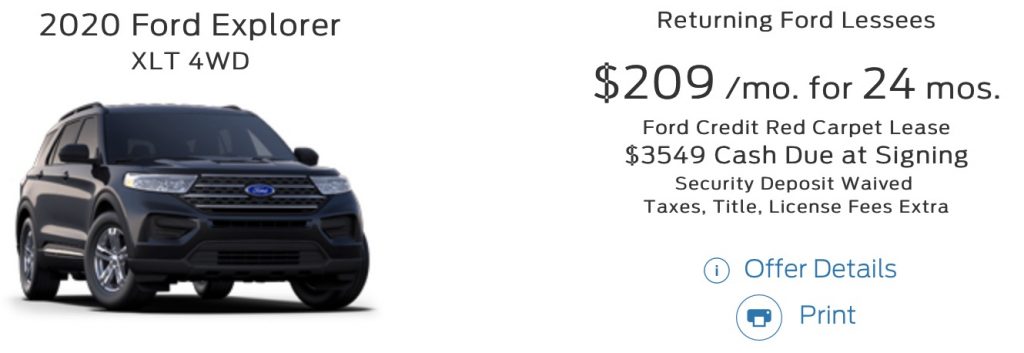 Ford Explorer Incentive September 2020