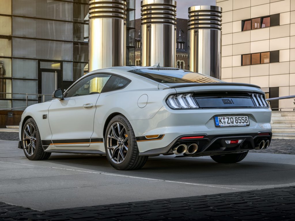 2021 Ford Mustang Mach 1 in Fighter Jet Gray (European model shown).