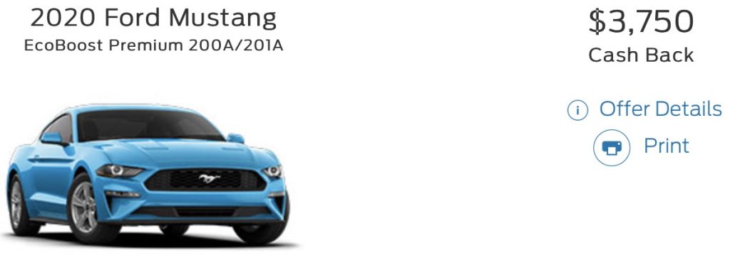 Ford Mustang Incentive October 2020