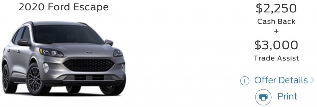 Ford Escape Incentive November 2020
