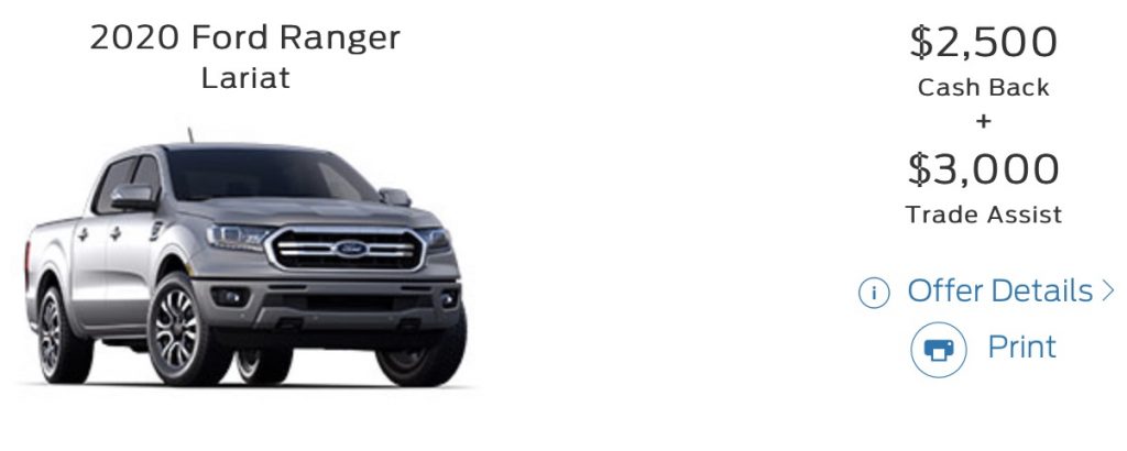 Ford Ranger Incentive November 2020