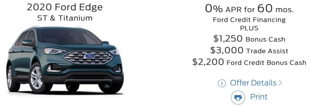 Ford Edge Incentive December 2020