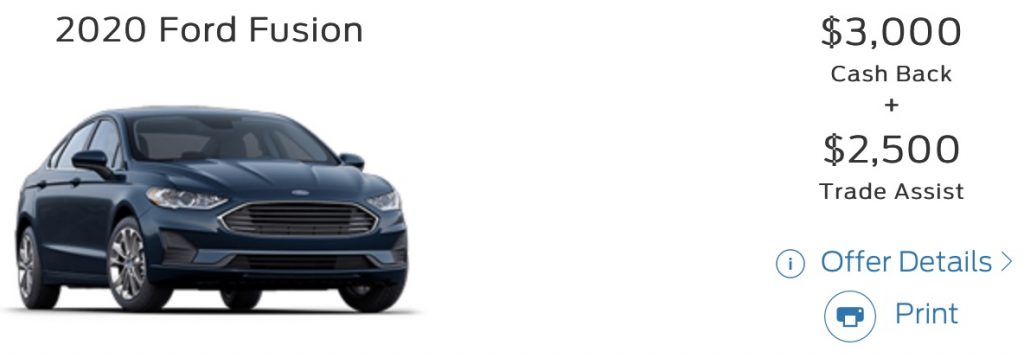 Ford Fusion Incentive December 2020