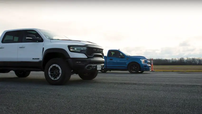 Ford Shelby F-150 Super Snake Drag Races 2021 Ram TRX: Video