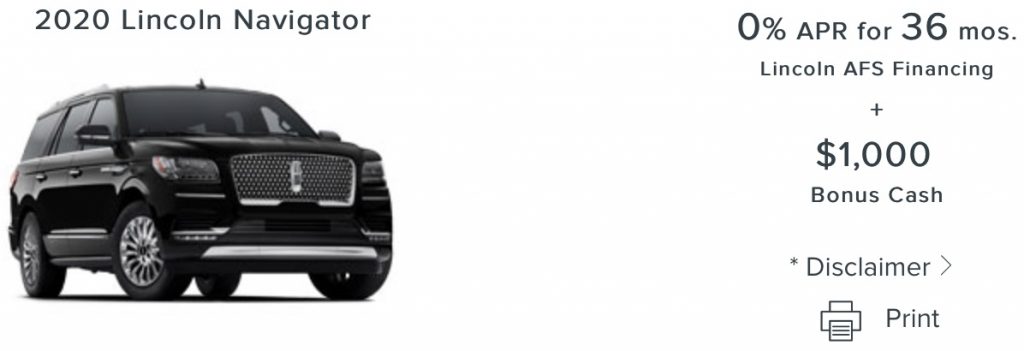 Lincoln Navigator Incentive December 2020