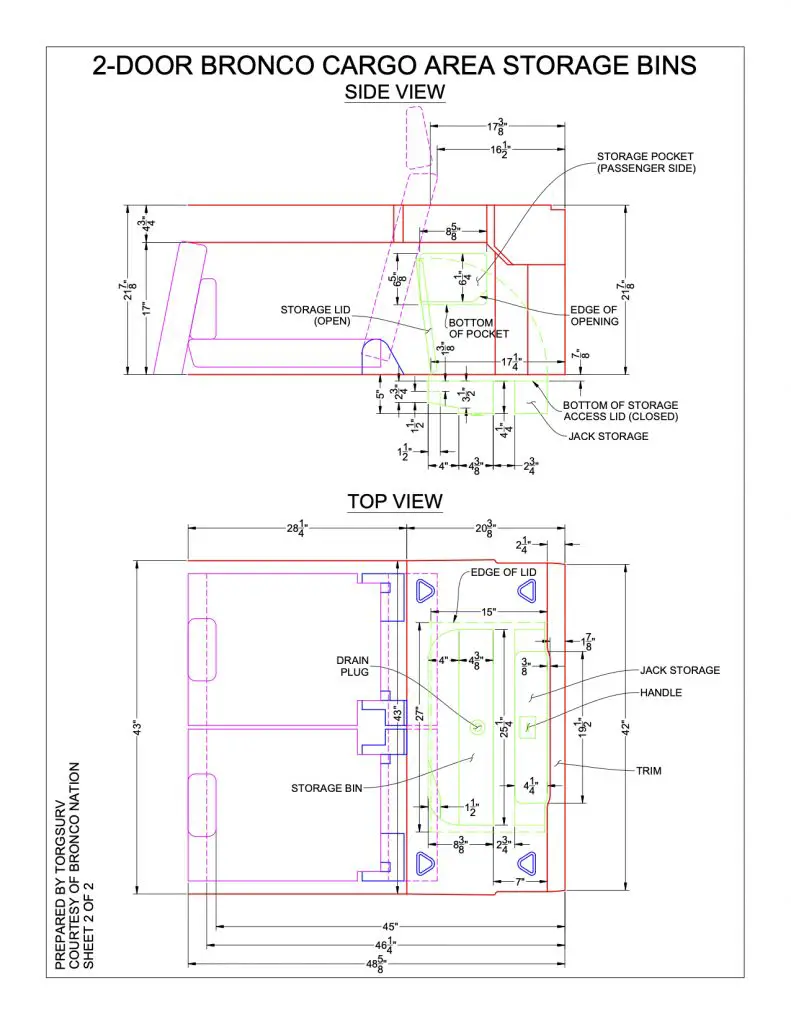 2021 Ford Bronco Two Door Schematics Reveal Cargo Area Dimensions 1807