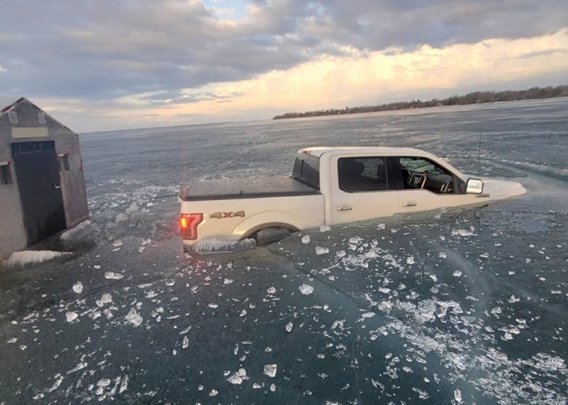 Ford F-150 Sinks In Frozen Canadian Lake, Becomes Fish House: Video