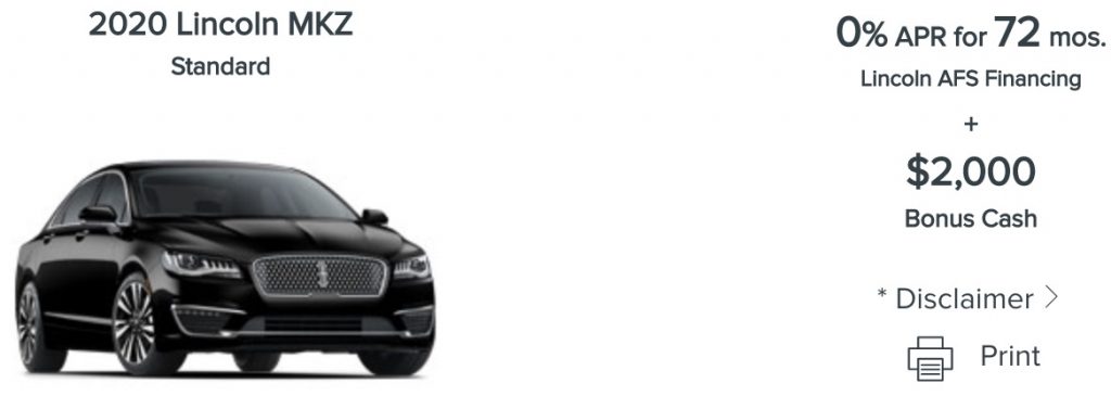 Lincoln MKZ Discount March 2021
