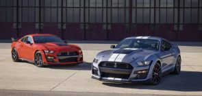 A photo showing the exterior of the 2022 Ford Mustang Shelby GT500 from a front three quarters angle.