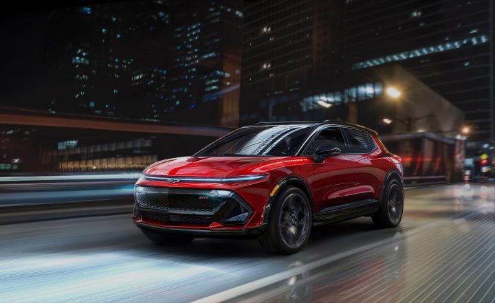 Photo of the Chevy Equinox EV from a front three-quarters angle. Chevy beat Ford in terms of overall EV sales in May 2025.