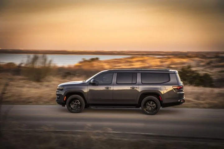 Photo showing a side view of the Jeep Wagoneer L, which competes directly with the Ford Expedition. The Expedition outsold the Wagoneer in 2024 by leaps and bounds.