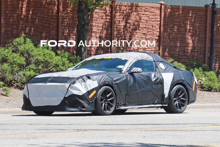 A prototype of the next-generation, 2024 Ford Mustang (codename S650) undergoing testing in May 2022..
