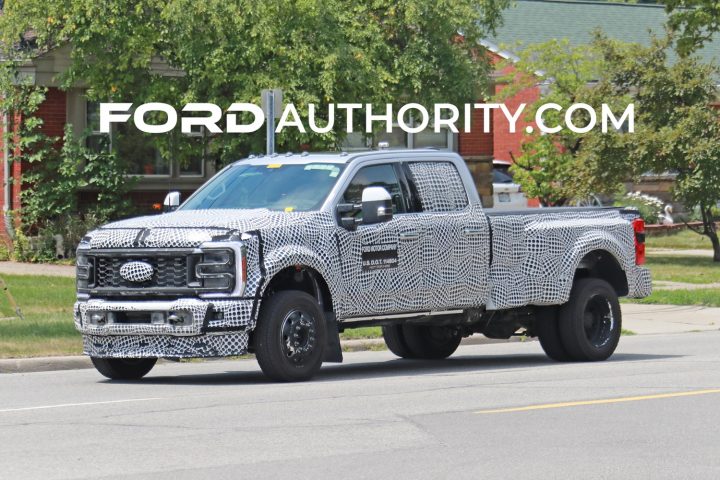 A prototype of the 2023 Ford F-Series F-450 Super Duty King Ranch with Dual Rear Wheels.