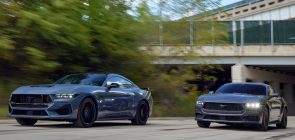 A front three quarters view of the 2024 Ford Mustang.