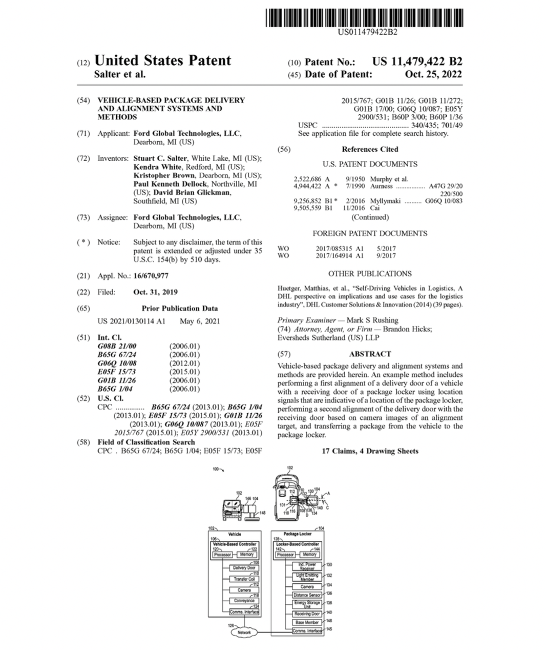 Ford Patent Filed For Vehicle-Based Package Delivery System