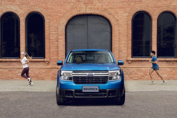 A photo showing the exterior of the 2022 Ford Maverick from a front angle.