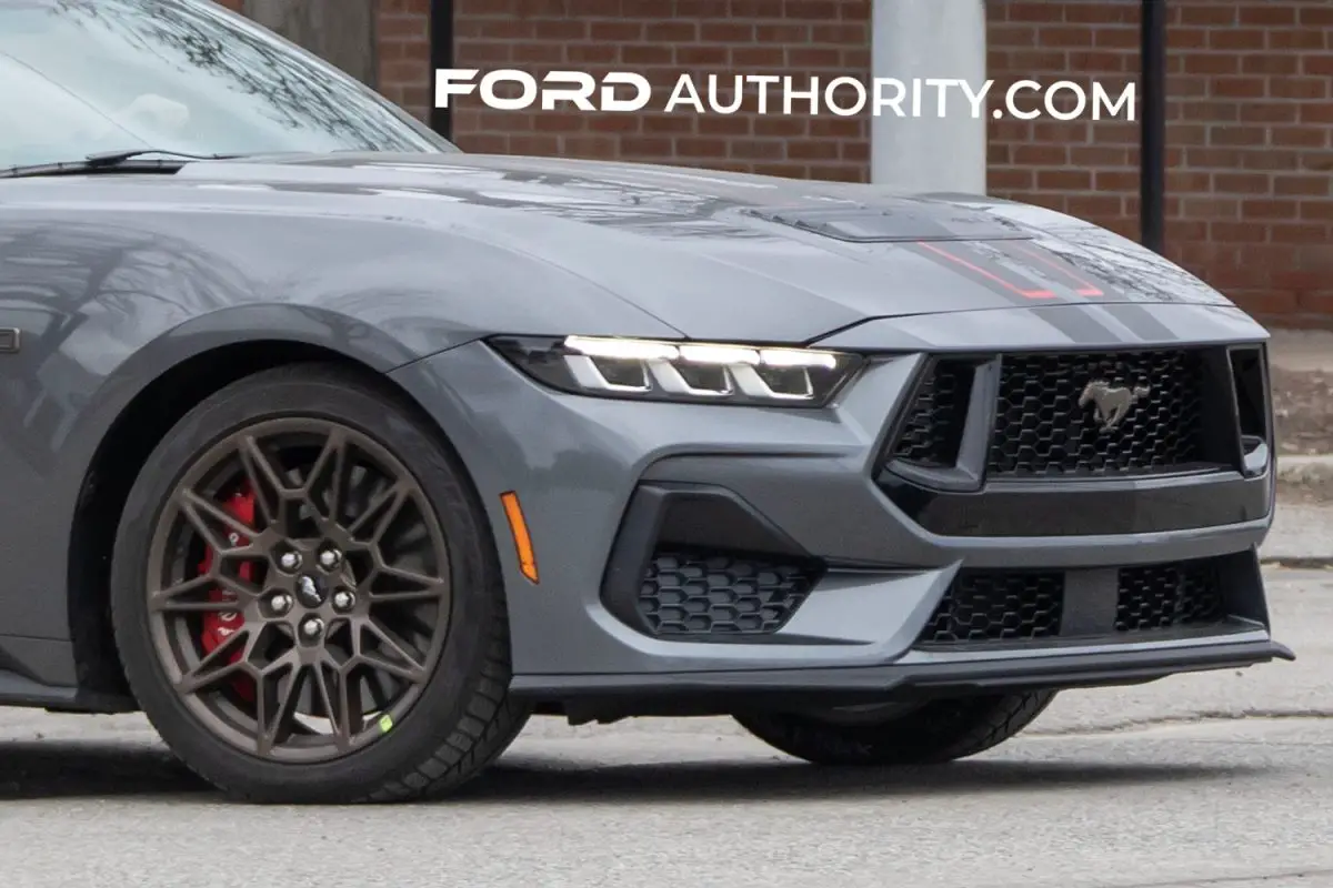 2024 Ford Mustang GT With Bronze Package And Stripes Photos   2024 Ford Mustang GT Coupe Carbonized Gray Bronze Package Black And Red Stripes First Real World Photos December 2022 Exterior 008 1200x800 