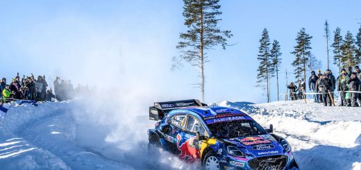 M-Sport Ford 2023 Rally Sweden Puma Rally1 Hybrid Front Three Quarters
