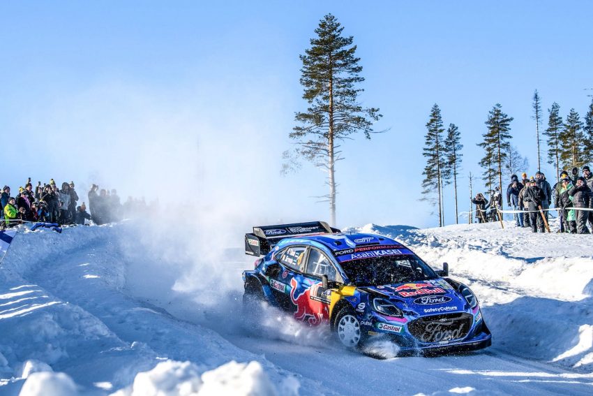 M-Sport Ford 2023 Rally Sweden Puma Rally1 Hybrid Front Three Quarters