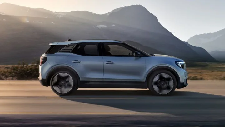 A photo showing the exterior of the Ford Explorer EV from a side angle.