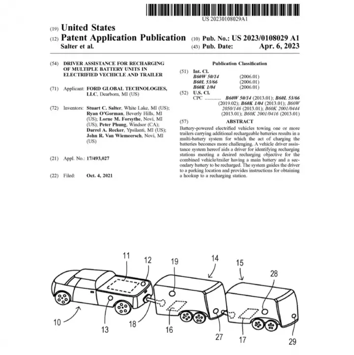 Ford Patent EVs Recharging Trailer Batteries
