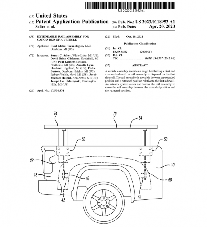 Ford Patent Extendable Rail Assembly