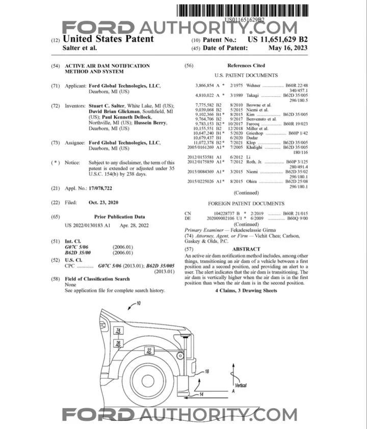 Ford Patent Active Air Dam Notification System 003