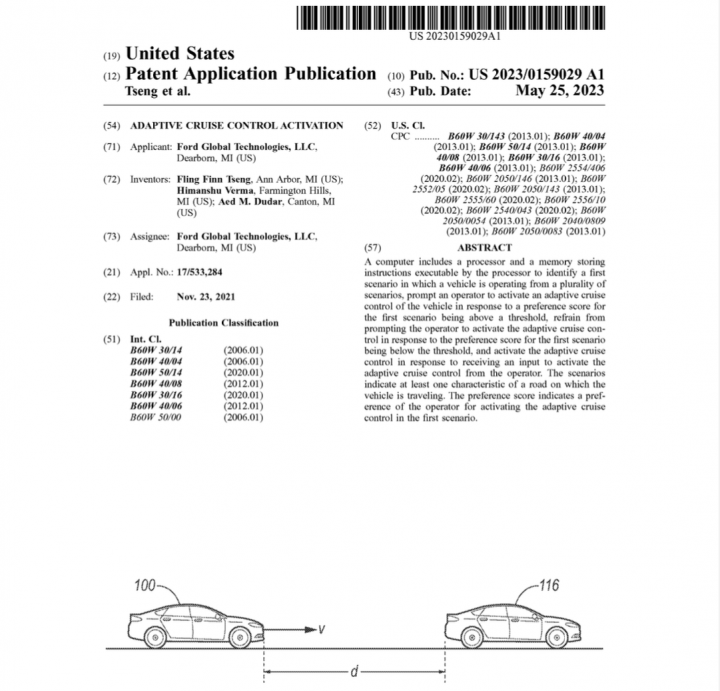 Ford Patent Adaptive Cruise Control Activation Tech