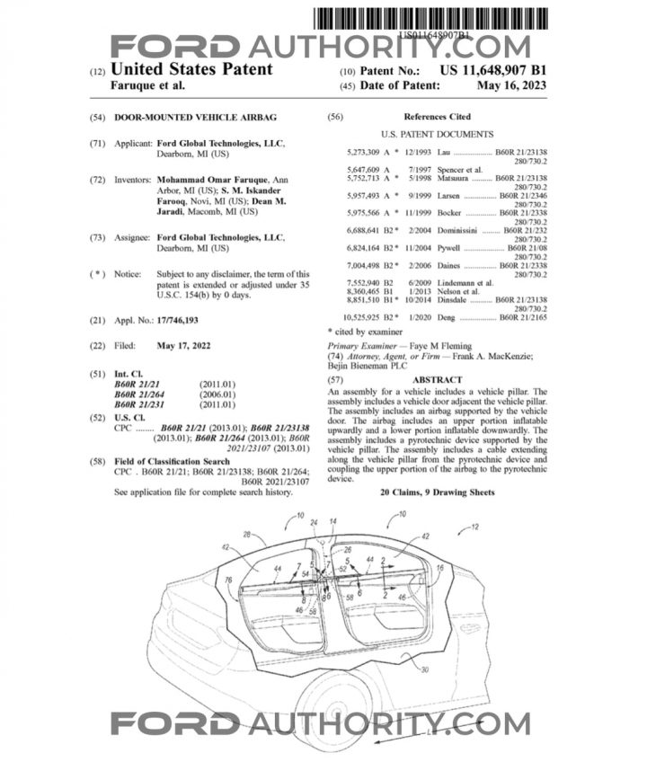 Ford Patent Door-Mounted Airbags