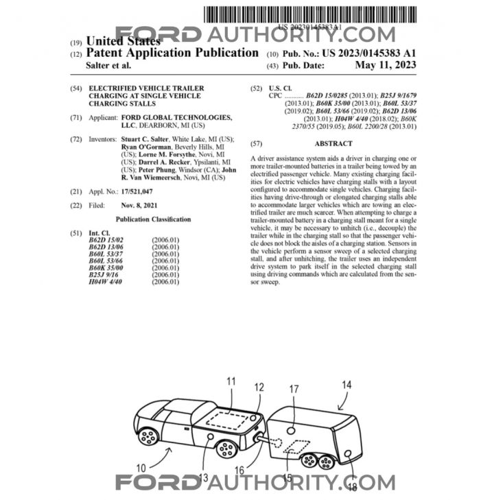 Ford Patent Trailer Charging Assistance System