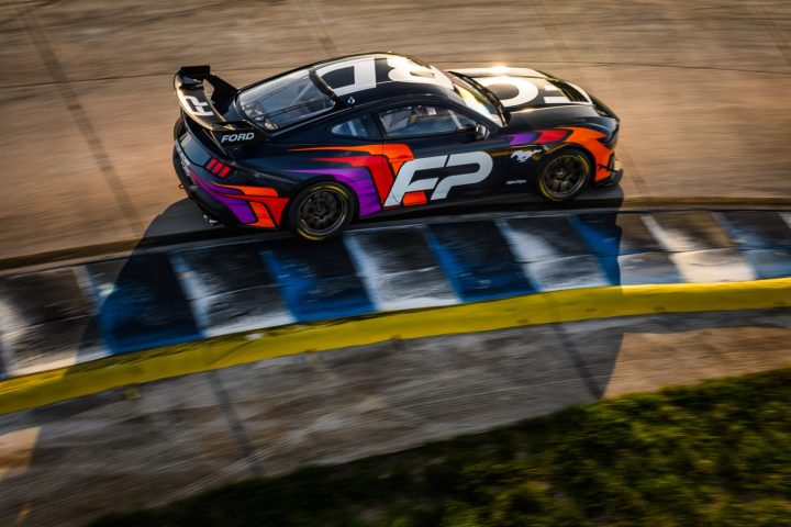 Photo showing the Ford Mustang GT4 with Ford Performance logos emblazoned on the doors. The Ford F1 program was initially focused on electrification, but it now goes well beyond that. 